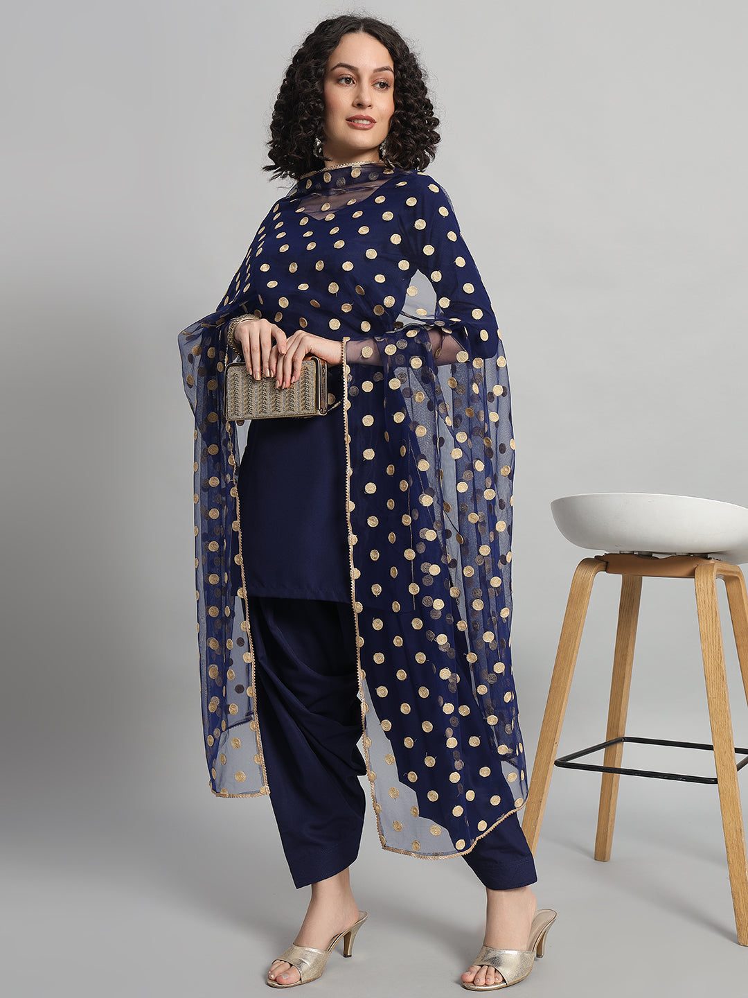 Adaa Bazaar Women's Readymade Patiala Suit (blue) with Dupatta