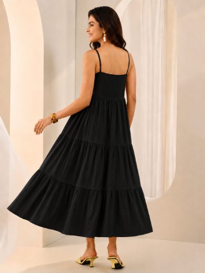 Adaa Bazaar Women's Cotton Cambric Midi Dress for Casual & Office Wear