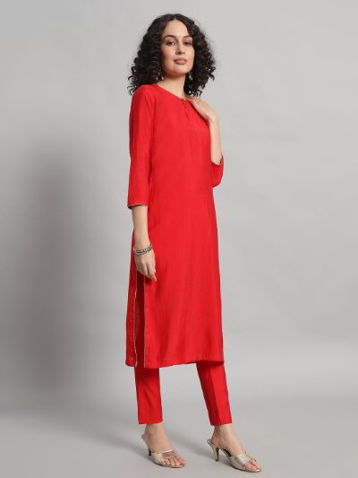 Adaa Bazaar Women's Readymade Suit (red) with Dupatta