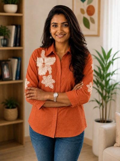 Women Embroidered Shirts Perfect for Casual and Formal Wear in Cotton Fabric