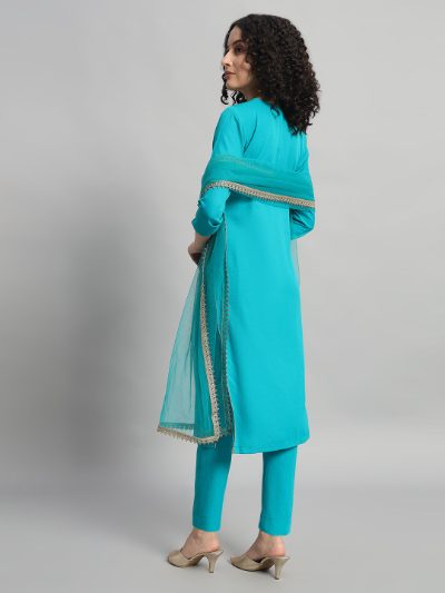 Adaa Bazaar Women's Readymade Suit (blue) with Dupatta