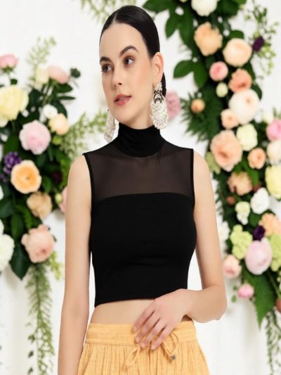 Adaa Bazaar Women's Black Blouse with Pad