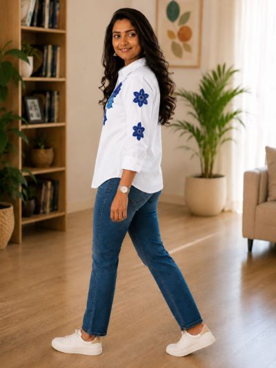 Women Embroidered Shirts Perfect for Casual and Formal Wear in Cotton Fabric