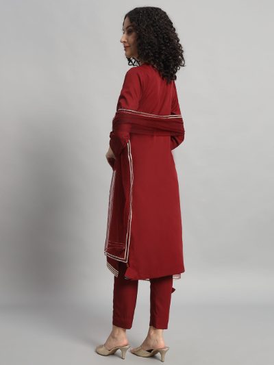 Adaa Bazaar Women's Readymade Suit (maroon) with Dupatta