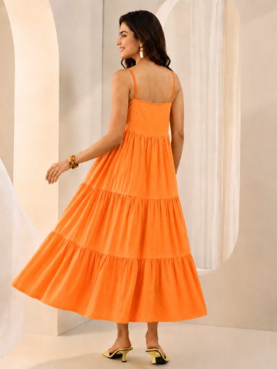 Adaa Bazaar Women's Cotton Cambric Midi Dress for Casual & Office Wear