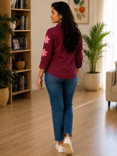Women Embroidered Shirts Perfect for Casual and Formal Wear in Cotton Fabric