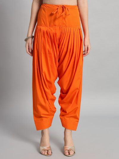 Adaa Bazaar Women's Readymade Patiala Suit (orange) with Dupatta