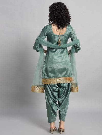 Adaa Bazaar Women's Readymade Patiala Suit (green) with Dupatta