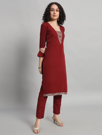 Adaa Bazaar Women's Readymade Suit (maroon) with Dupatta