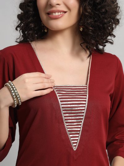 Adaa Bazaar Women's Readymade Suit (maroon) with Dupatta