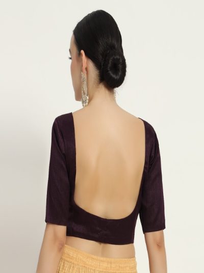 Adaa Bazaar Women's Readymade Wine Blouse with Half Sleeves