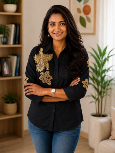 Women Embroidered Shirts Perfect for Casual and Formal Wear in Cotton Fabric