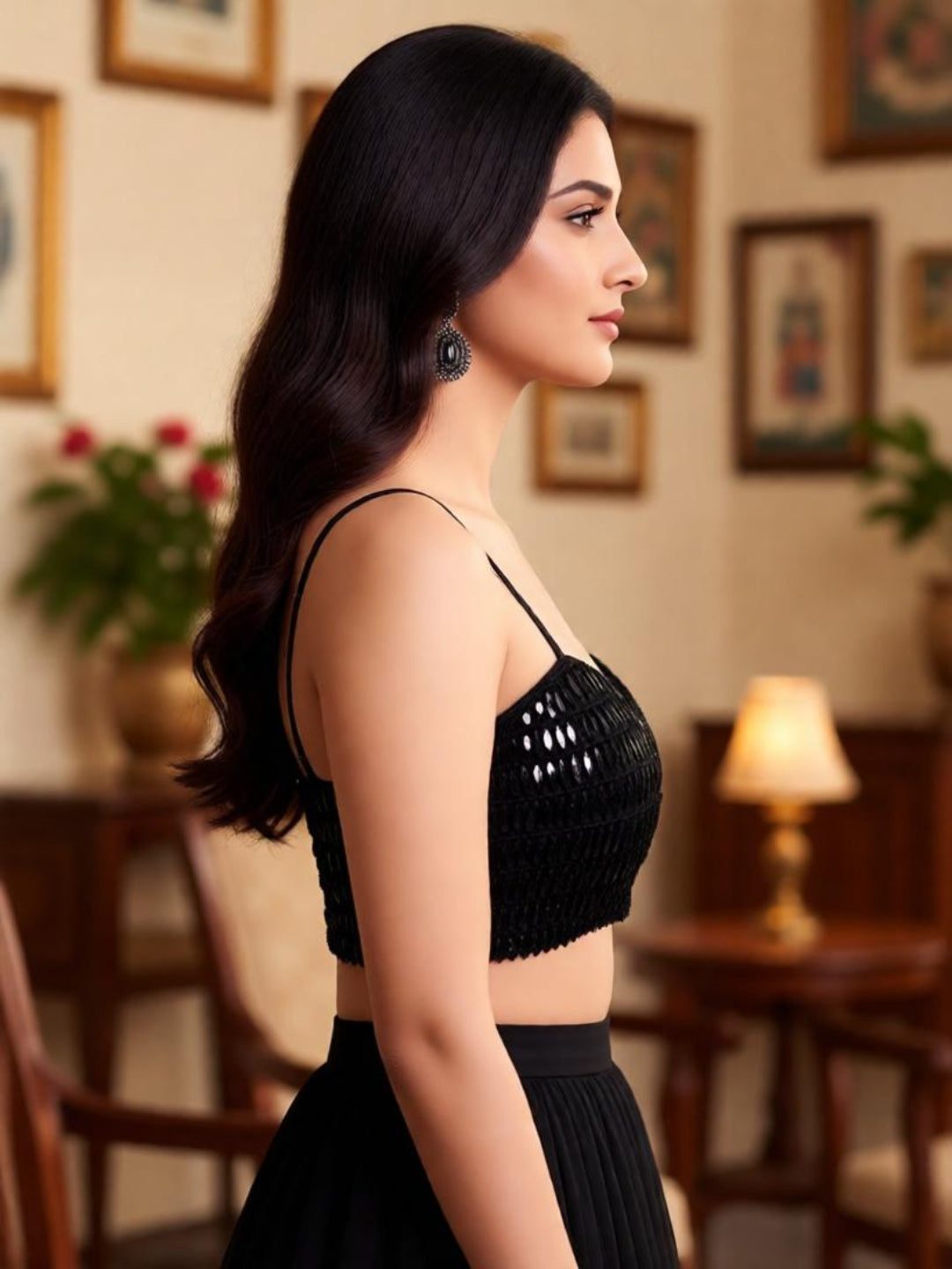 Black Blouse & Skirt Set