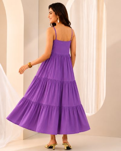 Adaa Bazaar Women's Cotton Cambric Midi Dress for Casual & Office Wear
