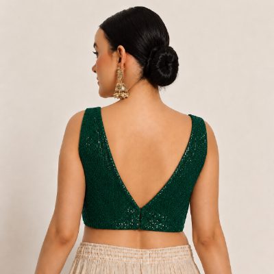 Adaa Bazaar Sequins Party Wear Cut Sleeves Stitched Blouse