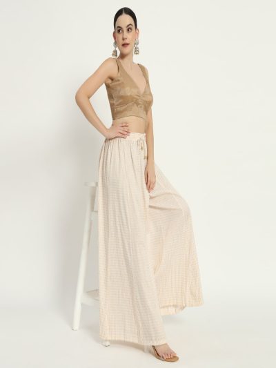 Adaa Bazaar Women's Readymade Golden V Neckline with Cut Sleeves