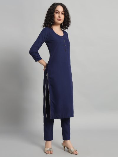 Adaa Bazaar Women's Readymade Suit (navy Blue) with Dupatta