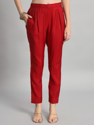 Adaa Bazaar Women's Readymade Suit (red) with Dupatta