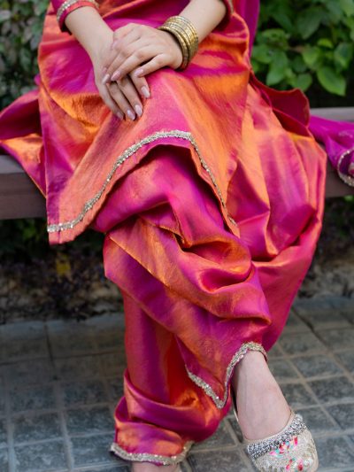 Adaa Bazaar Women's Pink Sequin and Mirror Work Suits with Dupatta