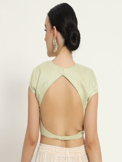 Adaa Bazaar Women's Readymade Lime Blouse with Half Sleeves
