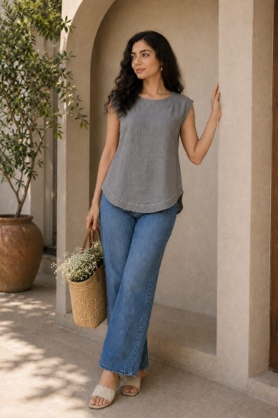 Women Cotton Cambric Top for Daily Use