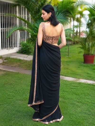 Adaa Bazaar Women's Ready to Wear Partywear Silk Saree with Designer Blouse