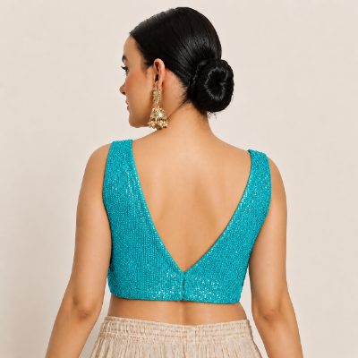 Adaa Bazaar Sequins Party Wear Cut Sleeves Stitched Blouse
