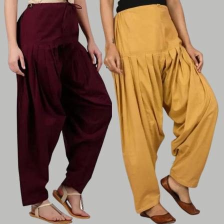 Adaa Bazaar Women's Cotton Patiala Salwar Maroon-And-Beige