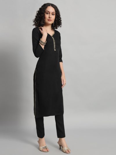 Adaa Bazaar Women's Readymade Suit (black) with Dupatta