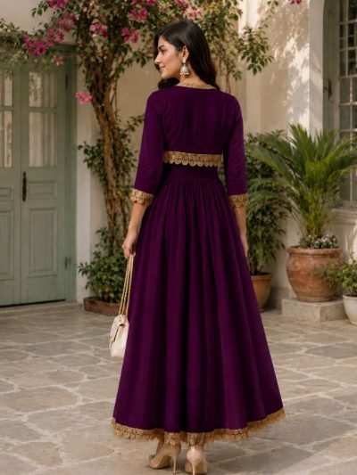 Adaa Bazaar Women's Cotton Cambric Calf-Length Dress with Half Jacket