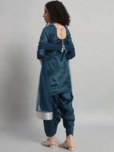 Adaa Bazaar Women's Readymade Patiala Suit (Navy Blue) with Dupatta