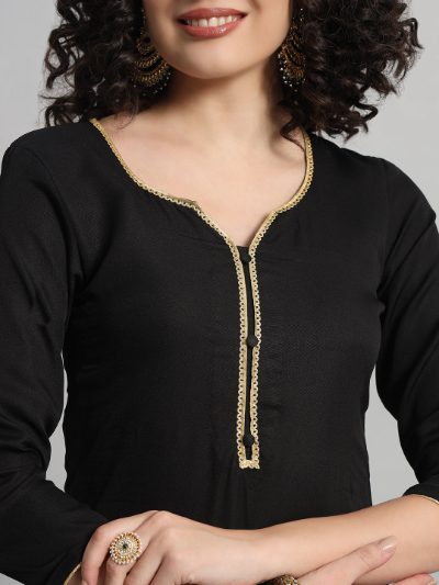 Adaa Bazaar Women's Readymade Suit (black) with Dupatta