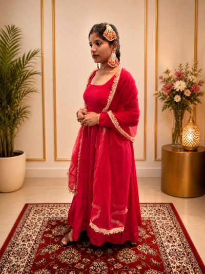 Adaa Bazaar Women's Readymade Anarkali Suit (magenta ) with Dupatta