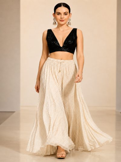 Adaa Bazaar Sequins Party Wear Cut Sleeves Stitched Blouse