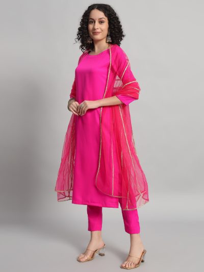 Adaa Bazaar Women's Readymade Suit (pink) with Dupatta