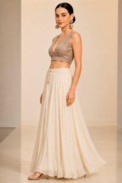 Adaa Bazaar Sequins Party Wear Cut Sleeves Stitched Blouse