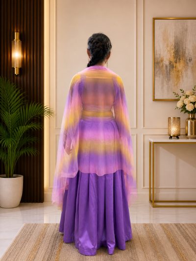 Adaa Bazaar Women's Readymade Lavender Colour Lehenga with Dupatta