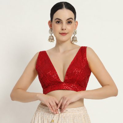 Adaa Bazaar Sequins Party Wear Cut Sleeves Stitched Blouse