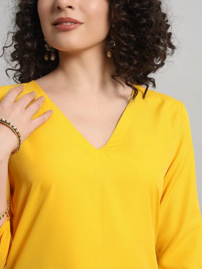Adaa Bazaar Women's Readymade Yellow Suit with Dupatta