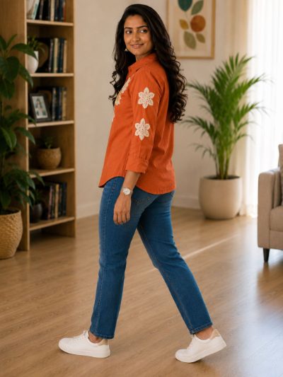 Women Embroidered Shirts Perfect for Casual and Formal Wear in Cotton Fabric