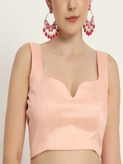 Adaa Bazaar Women's Readymade Pink Blouse with Cut Sleeves