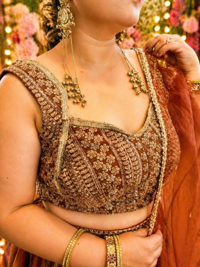 Adaa Bazaar Women's Readymade Wine Lehenga with Choli & Dupatta