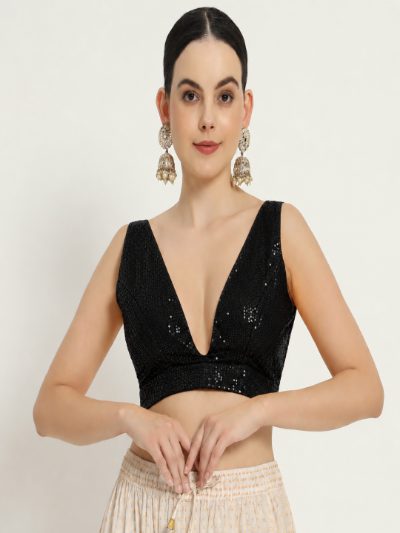 Adaa Bazaar Sequins Party Wear Cut Sleeves Stitched Blouse