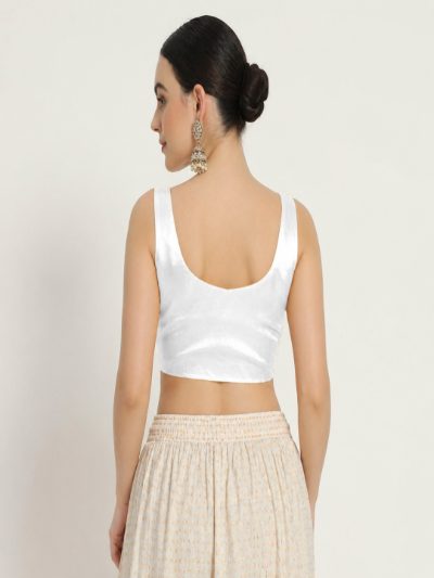 Adaa Bazaar Women's Readymade White Blouse with Pad