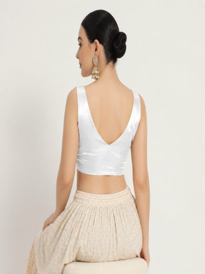 Adaa Bazaar Women's Readymade White Blouse with Pad