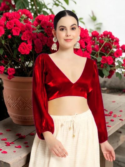 Maroon Full Sleeve Blouse – Elegant & Timeless