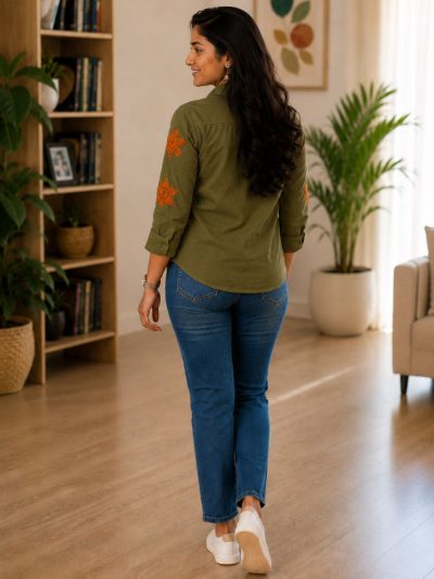 Women Embroidered Shirts Perfect for Casual and Formal Wear in Cotton Fabric