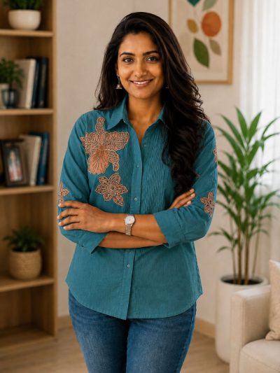 Women Embroidered Shirts Perfect for Casual and Formal Wear in Cotton Fabric