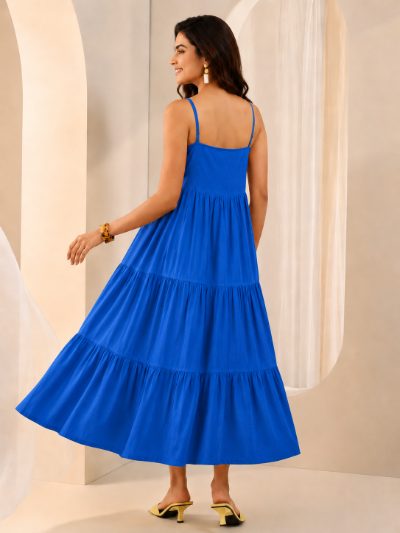 Adaa Bazaar Women's Cotton Cambric Midi Dress for Casual & Office Wear