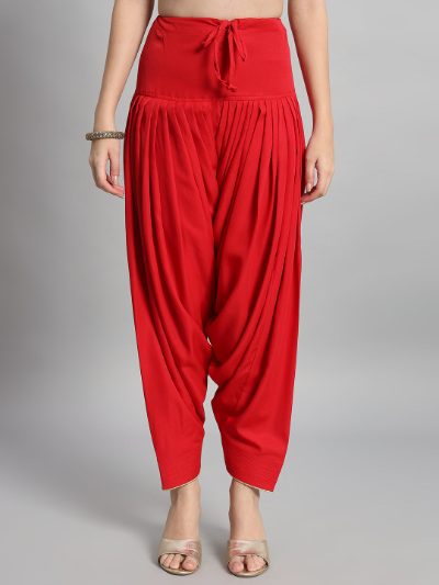 Adaa Bazaar Women's Readymade Patiala Suit (red) with Dupatta